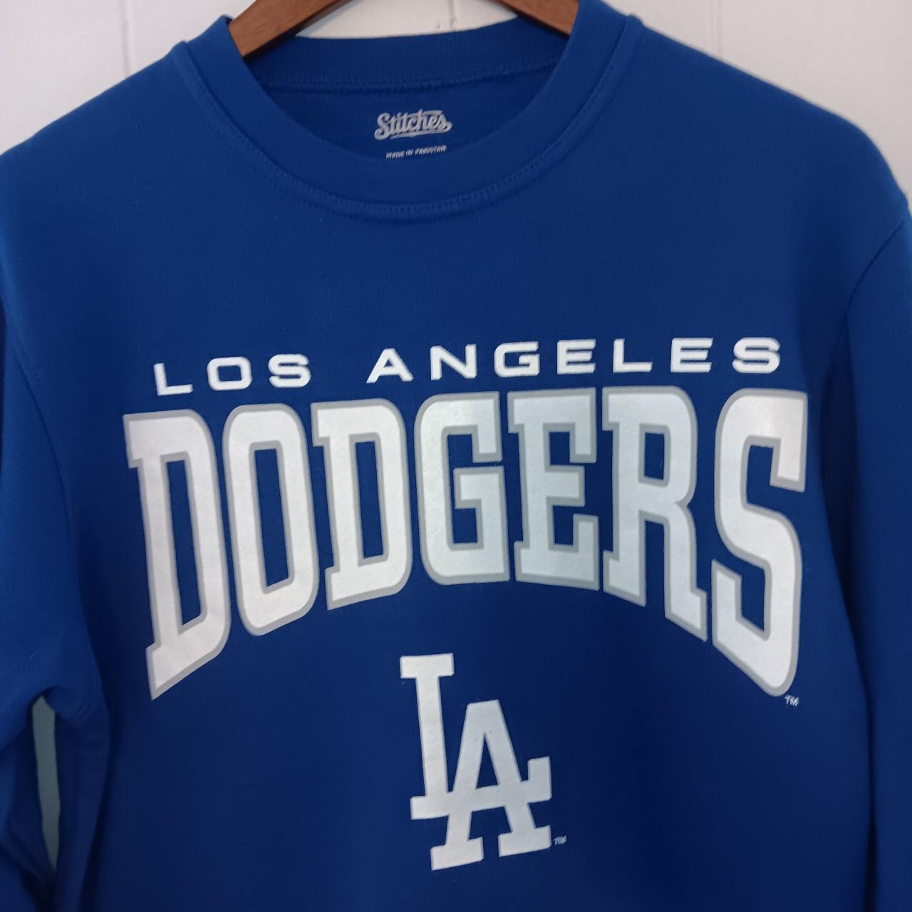 STITCHES Mens MLB Los Angeles LA Dodgers Pullover Hoodie Blue White Size XL