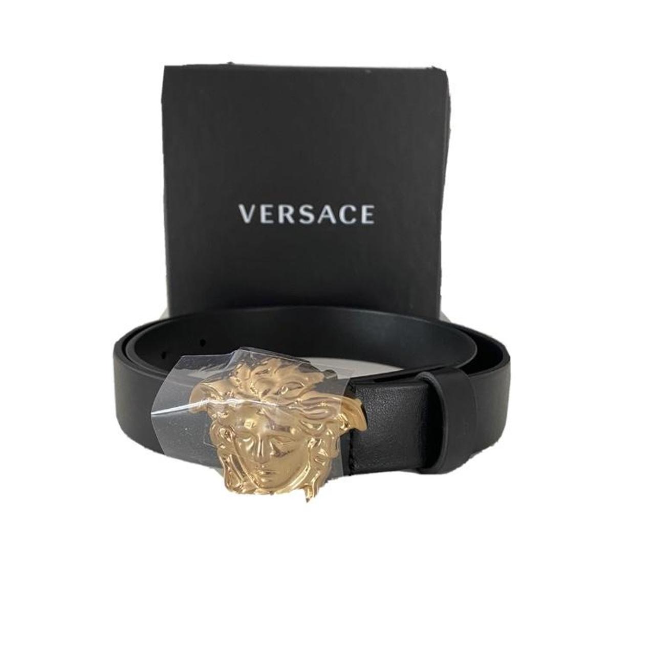Versace Black Junior Faux Leather Medusa Belt *100%... - Depop
