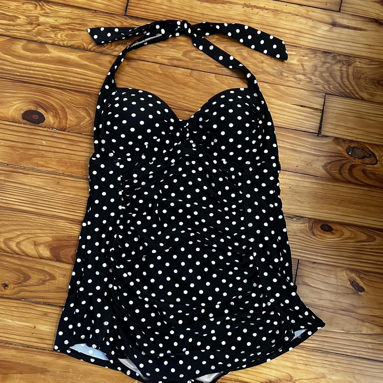 Skirt one piece swimsuit. Has a classic style vibe. - Depop