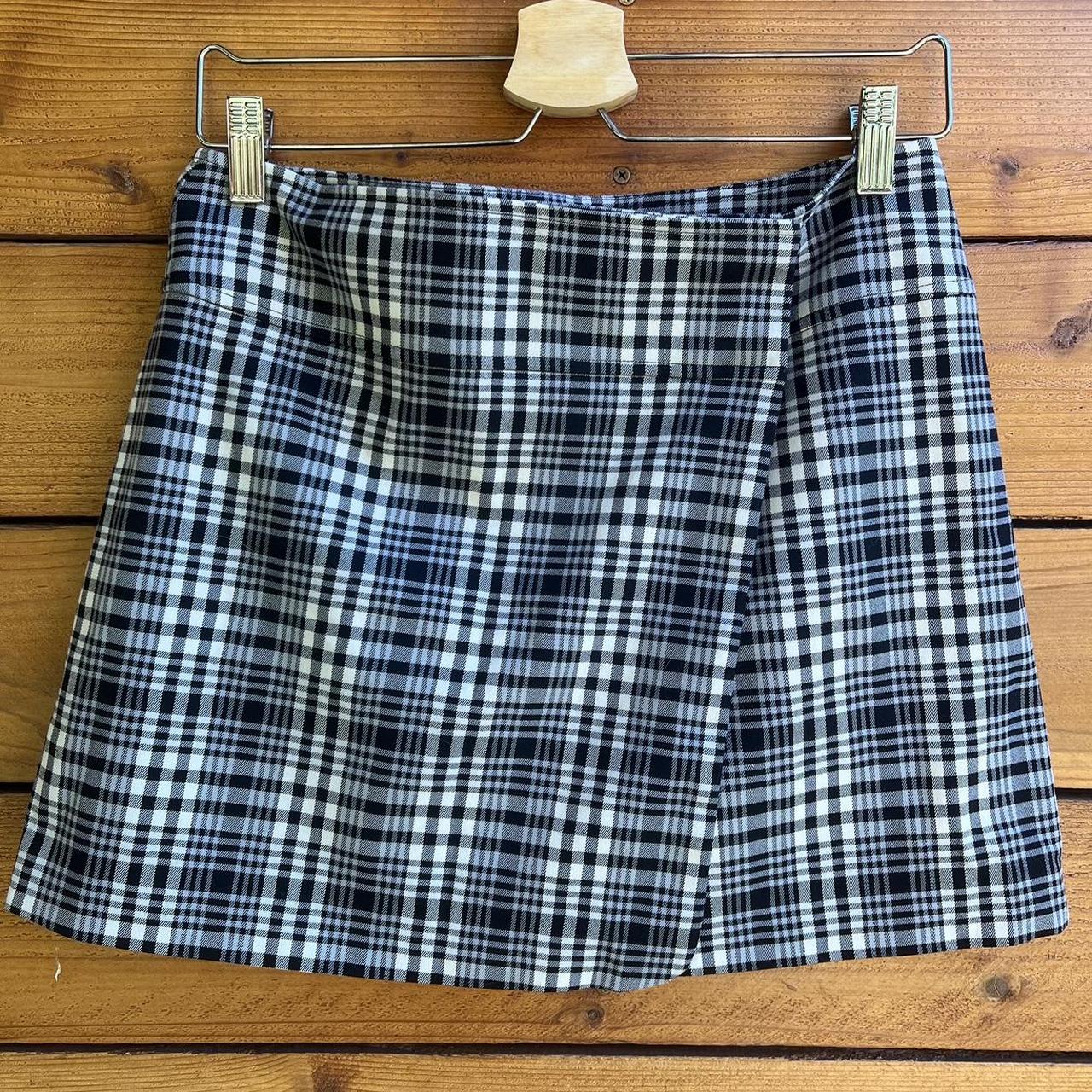 Theory plaid mini clearance skirt