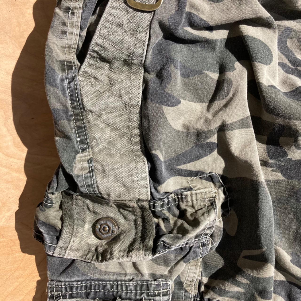 Camo 2000s shorts, good condition, minor white paint... - Depop