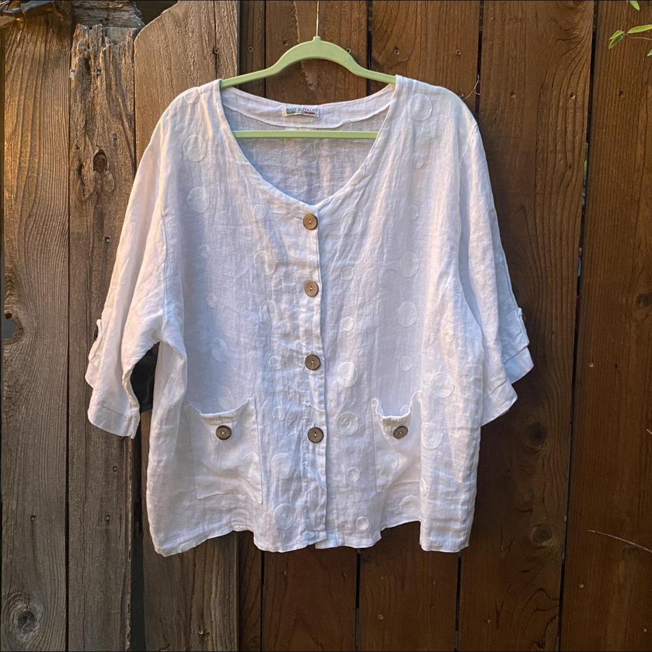 Women’s Coastal Grandma Chic Linen Blouse Gorgeous... - Depop