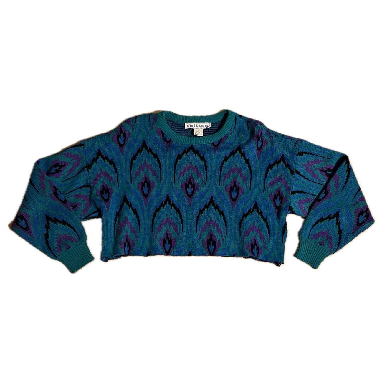Cropped 80s Peacock Sweater Loved this sweater... - Depop