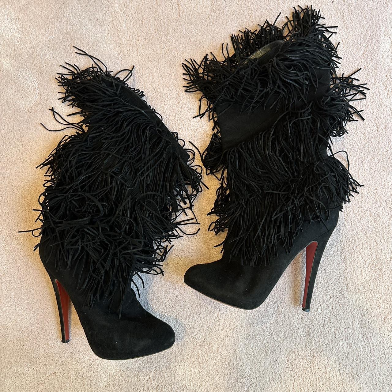 Christian louboutin fringe boots best sale