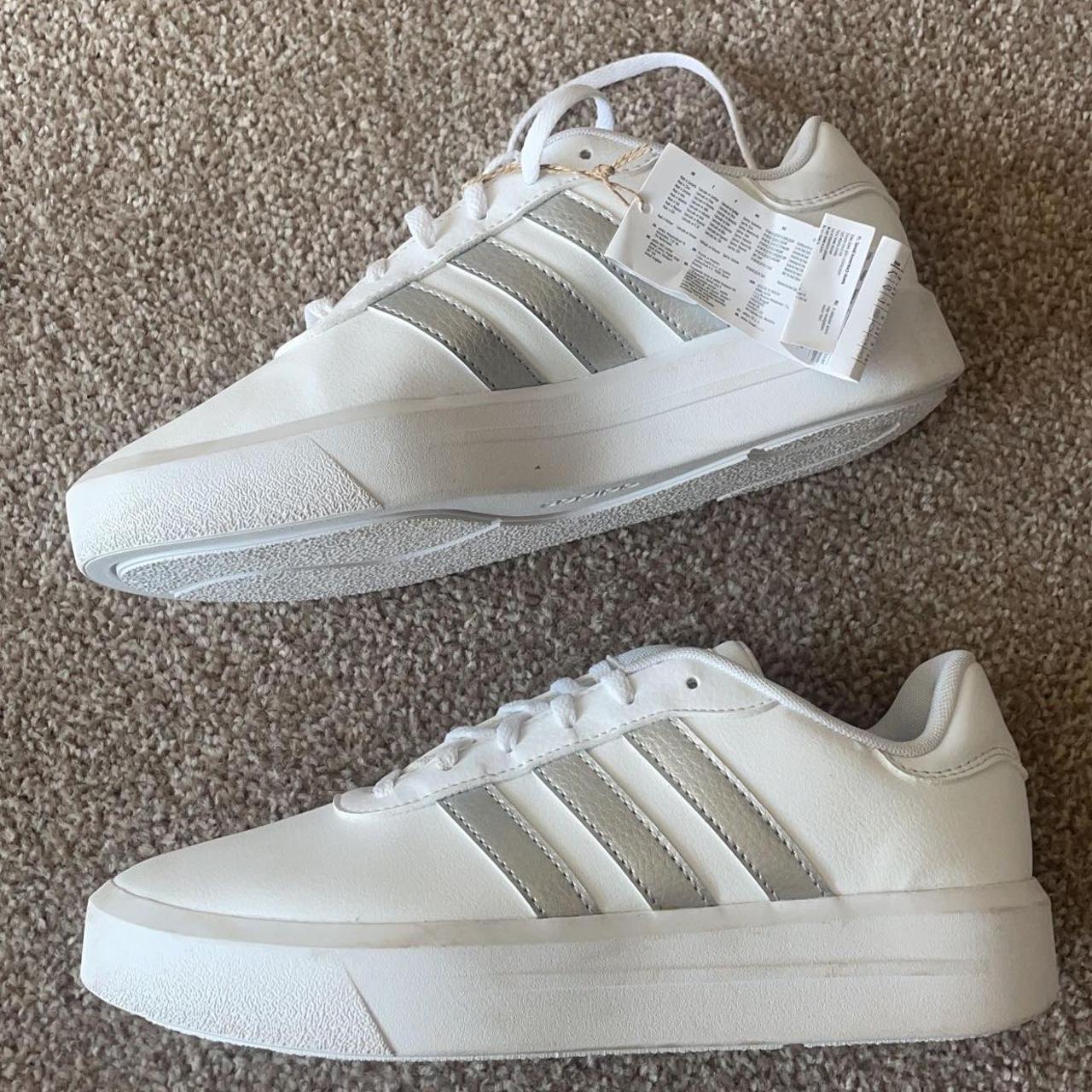 jd adidas white trainers