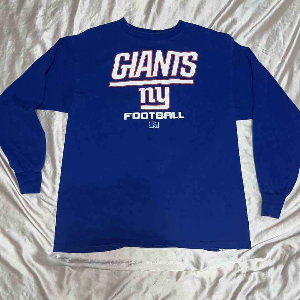 Blue NFL NY Giants Long Sleeve Shirt Size: Large - Depop