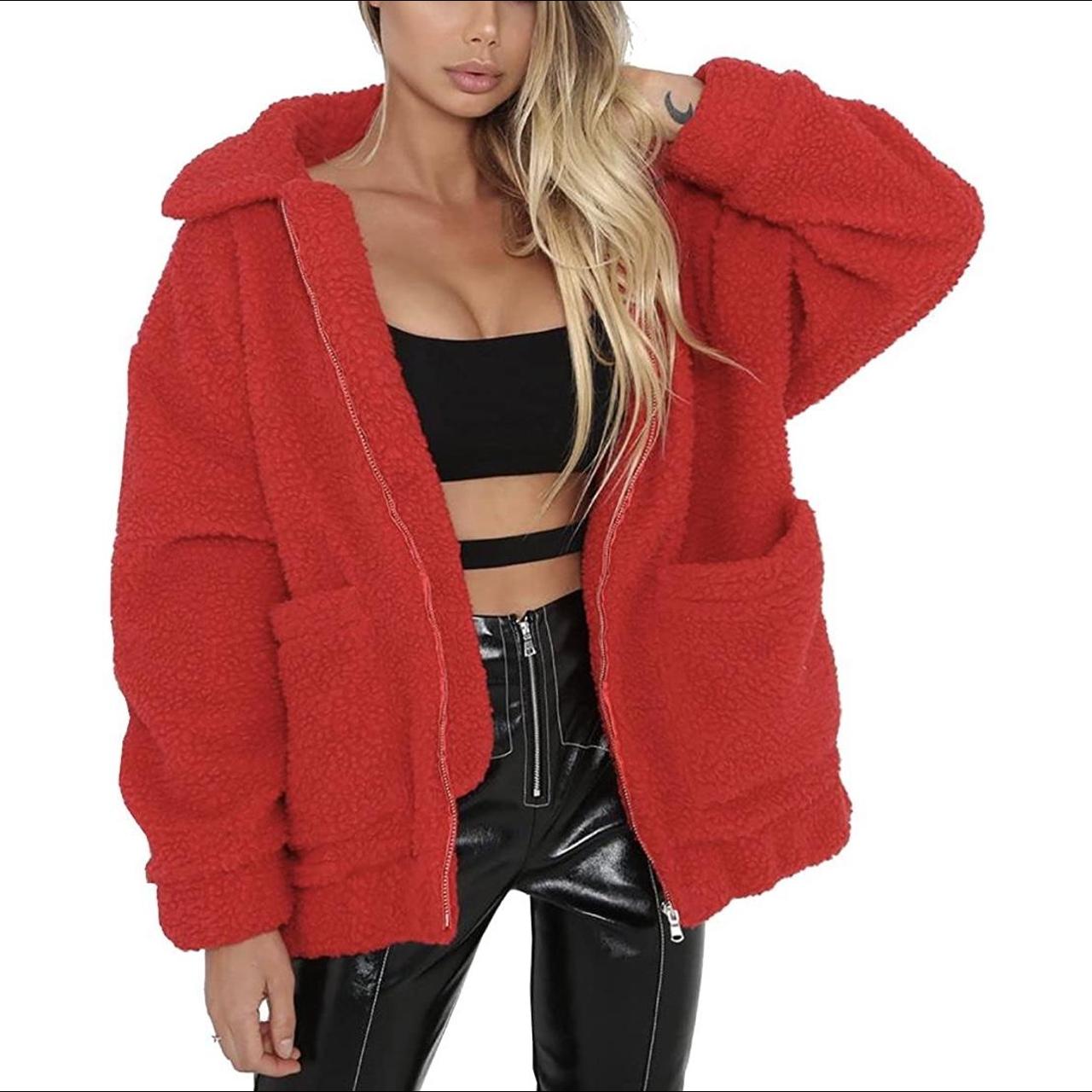 Fuzzy red outlet jacket