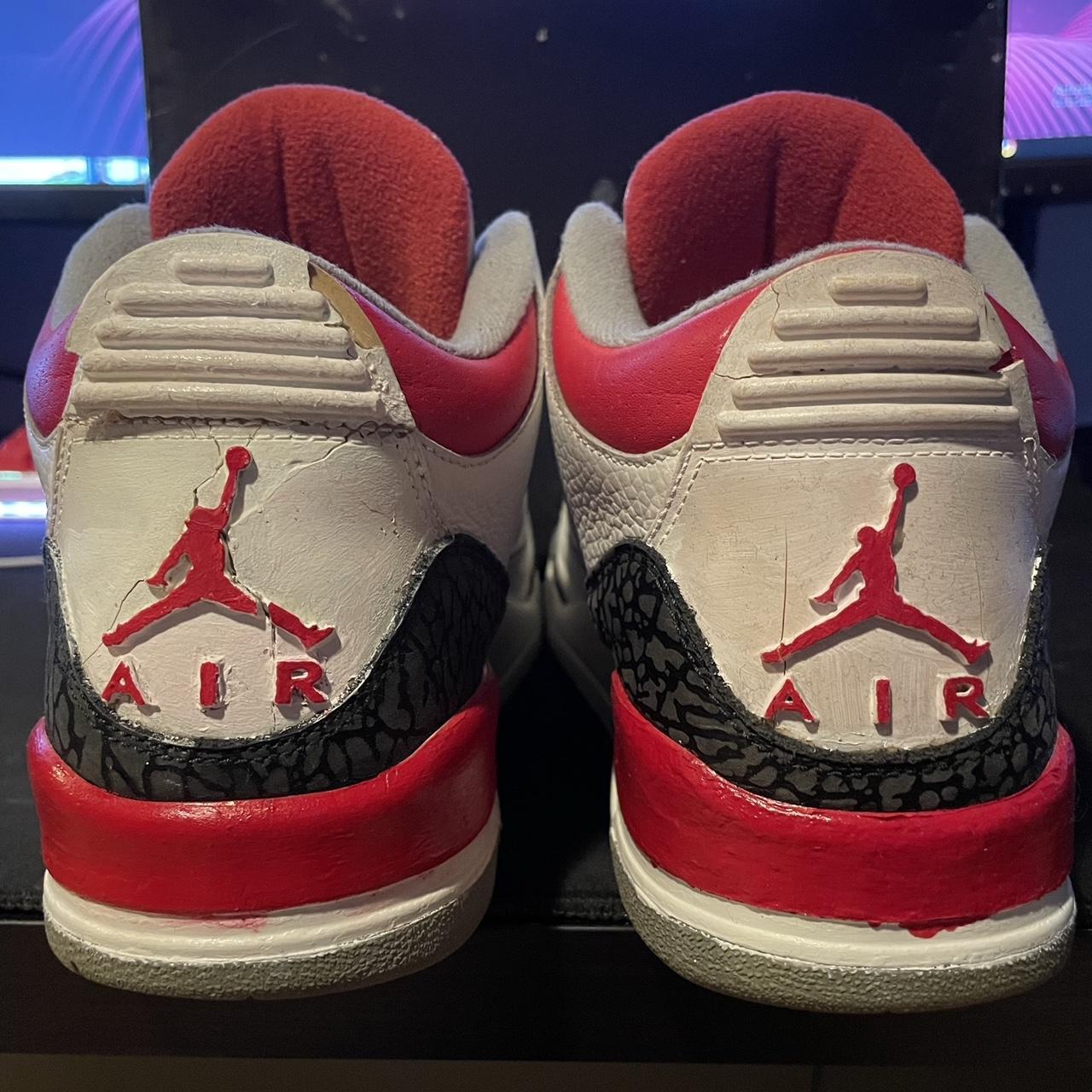 Jordan 3 Fire Red Semi Restored, backtab is falling... - Depop