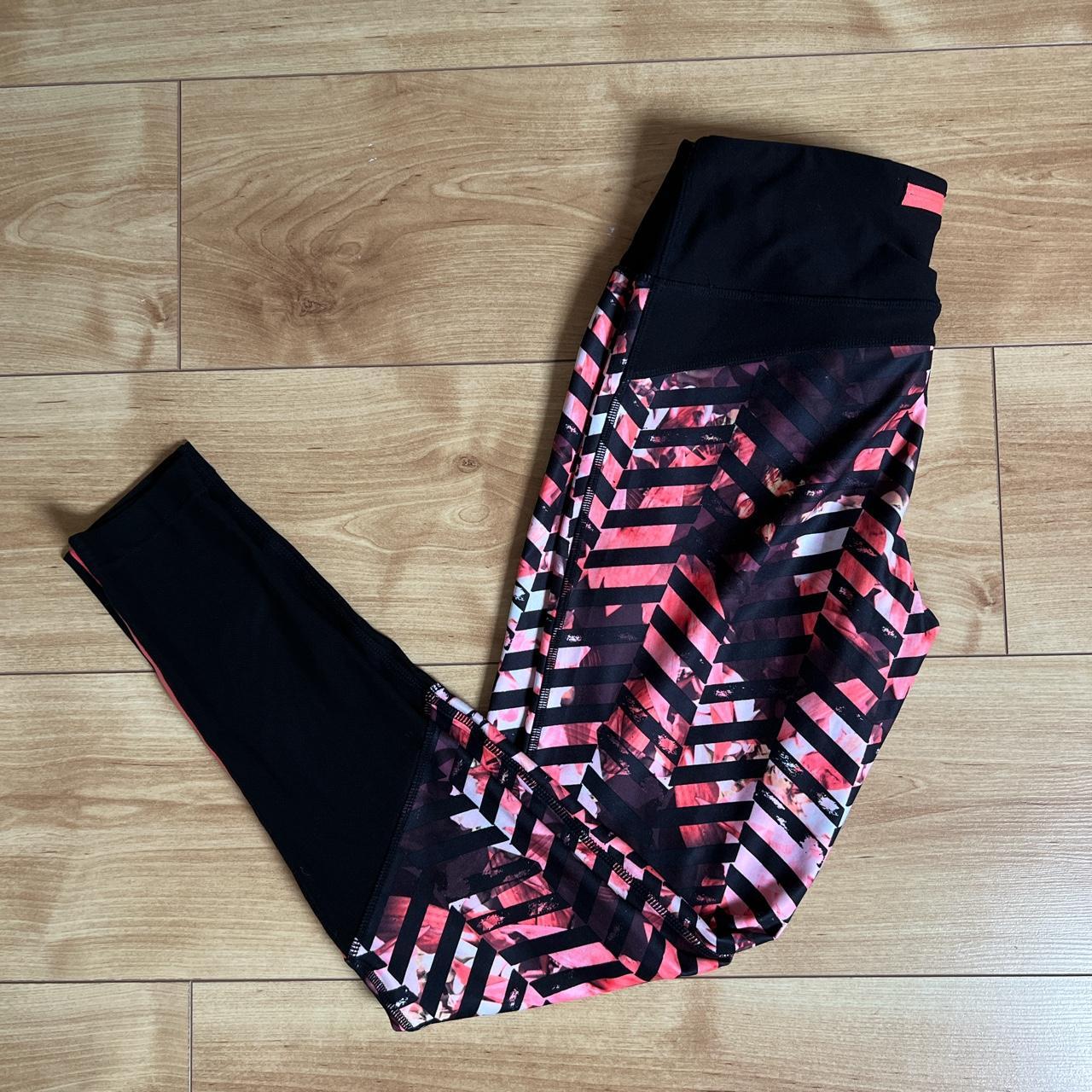 Black and pink patterned leggings UK size 10 Very... Depop