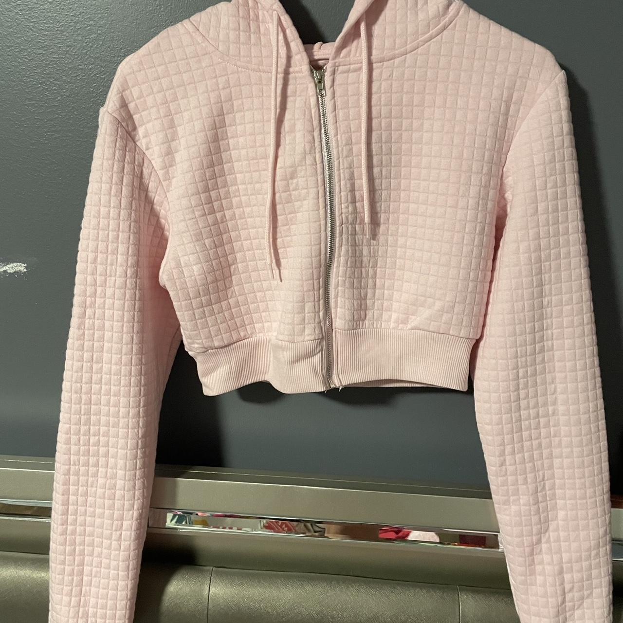 Baby Pink Crop Zip Hoodie