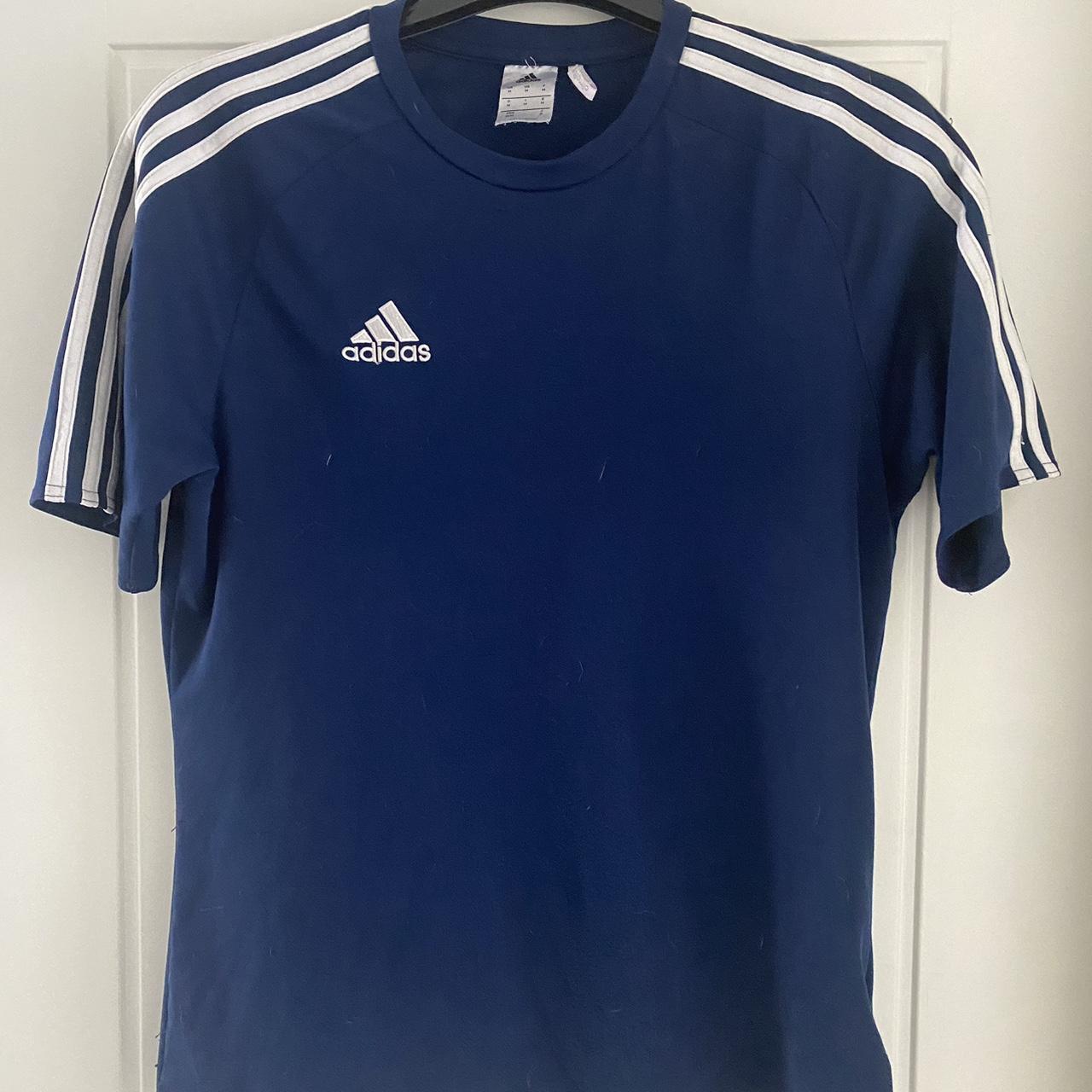 Adidas T-Shirt White/Navy. Good condition, worn a... - Depop