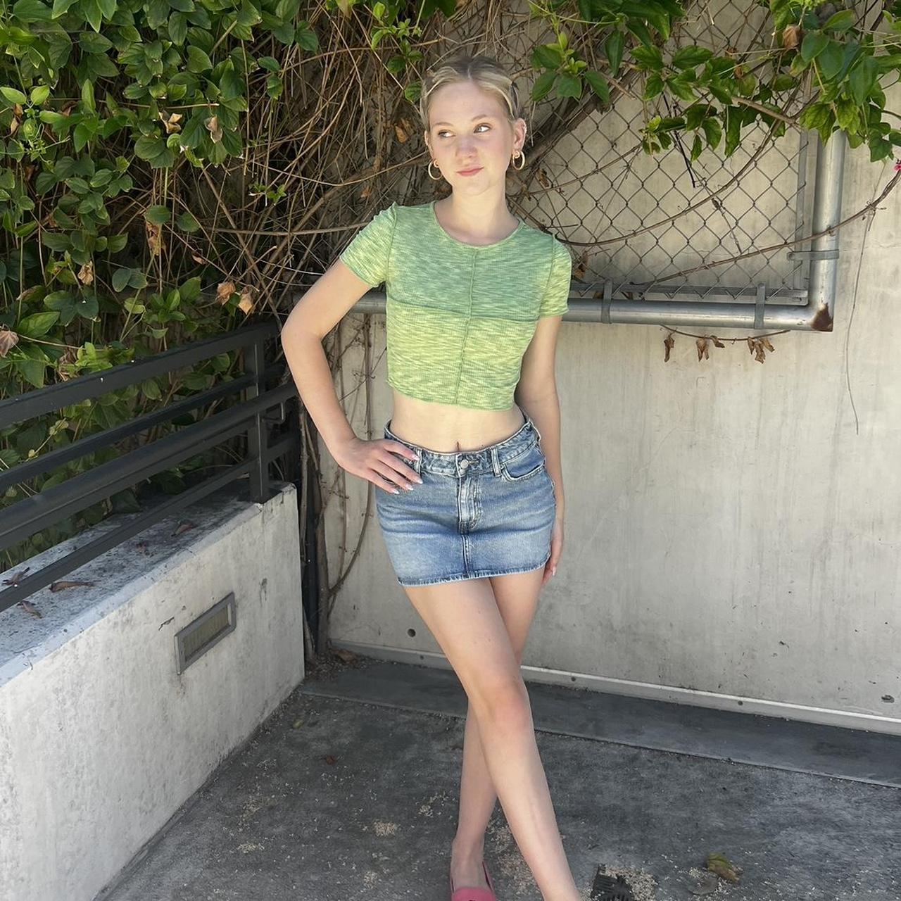 Green Trendy Crop worn by Lily Brooks O’Briant - Depop