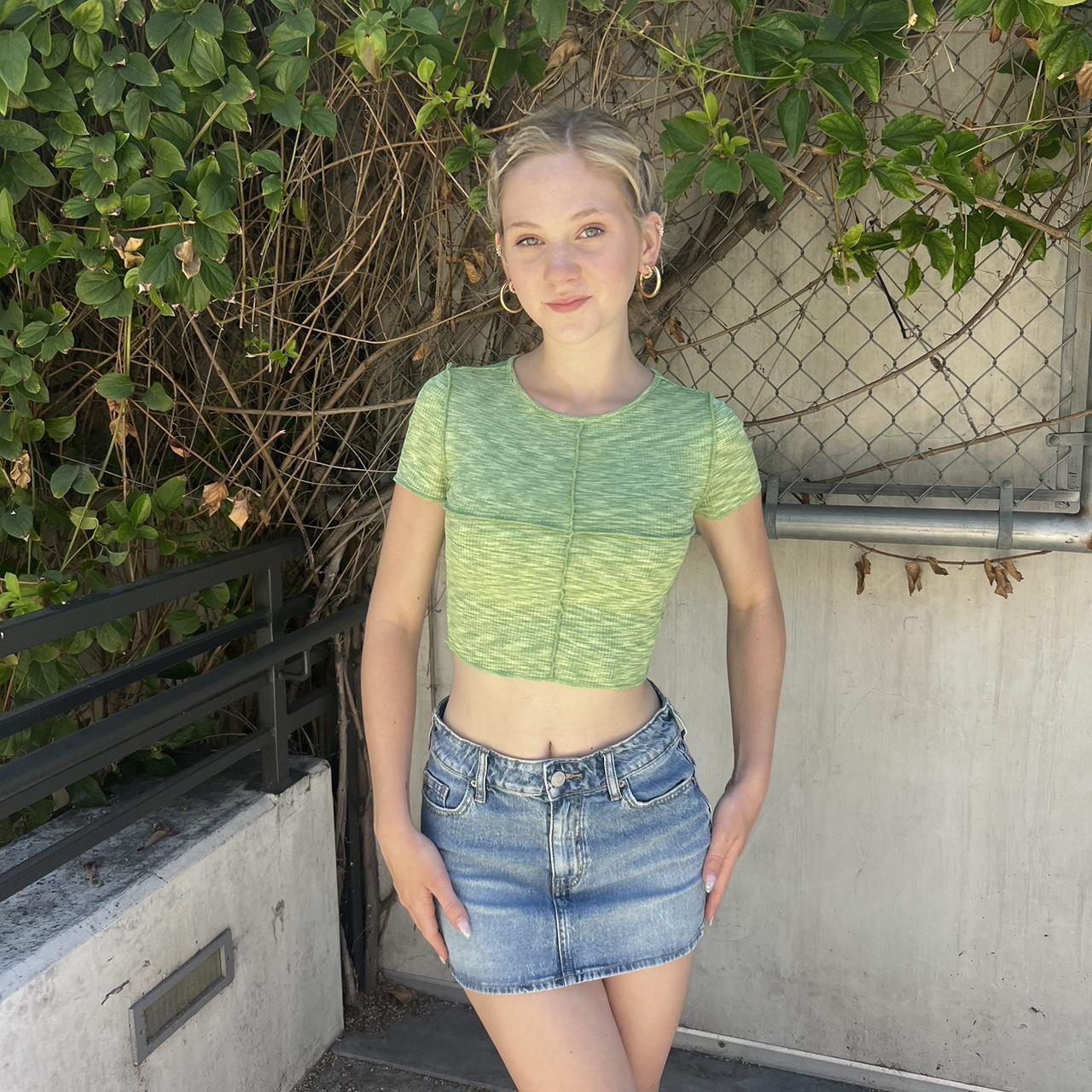 Green Trendy Crop worn by Lily Brooks O’Briant - Depop