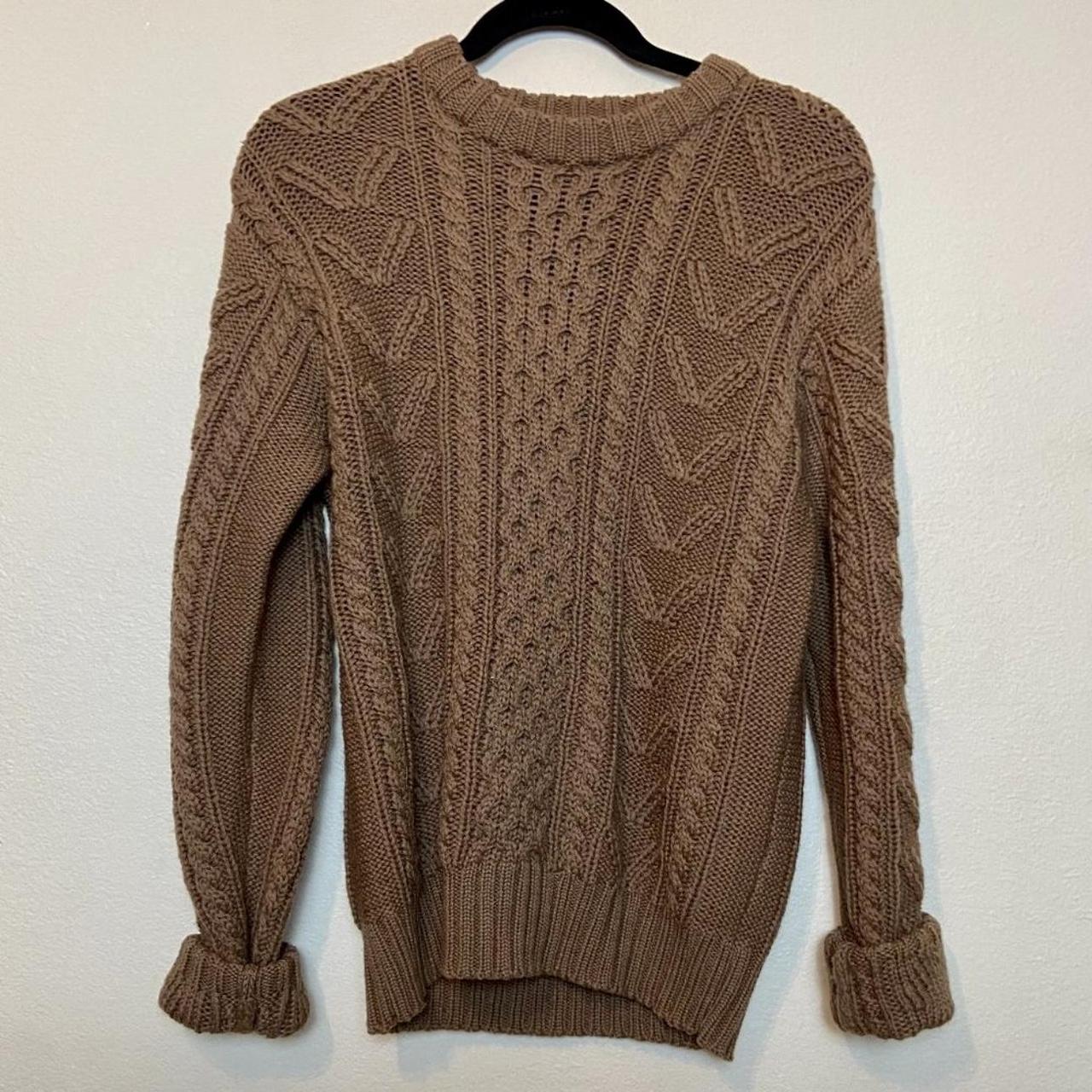 Vintage Equipment Cable Knit Braided Wool Sweater in... - Depop