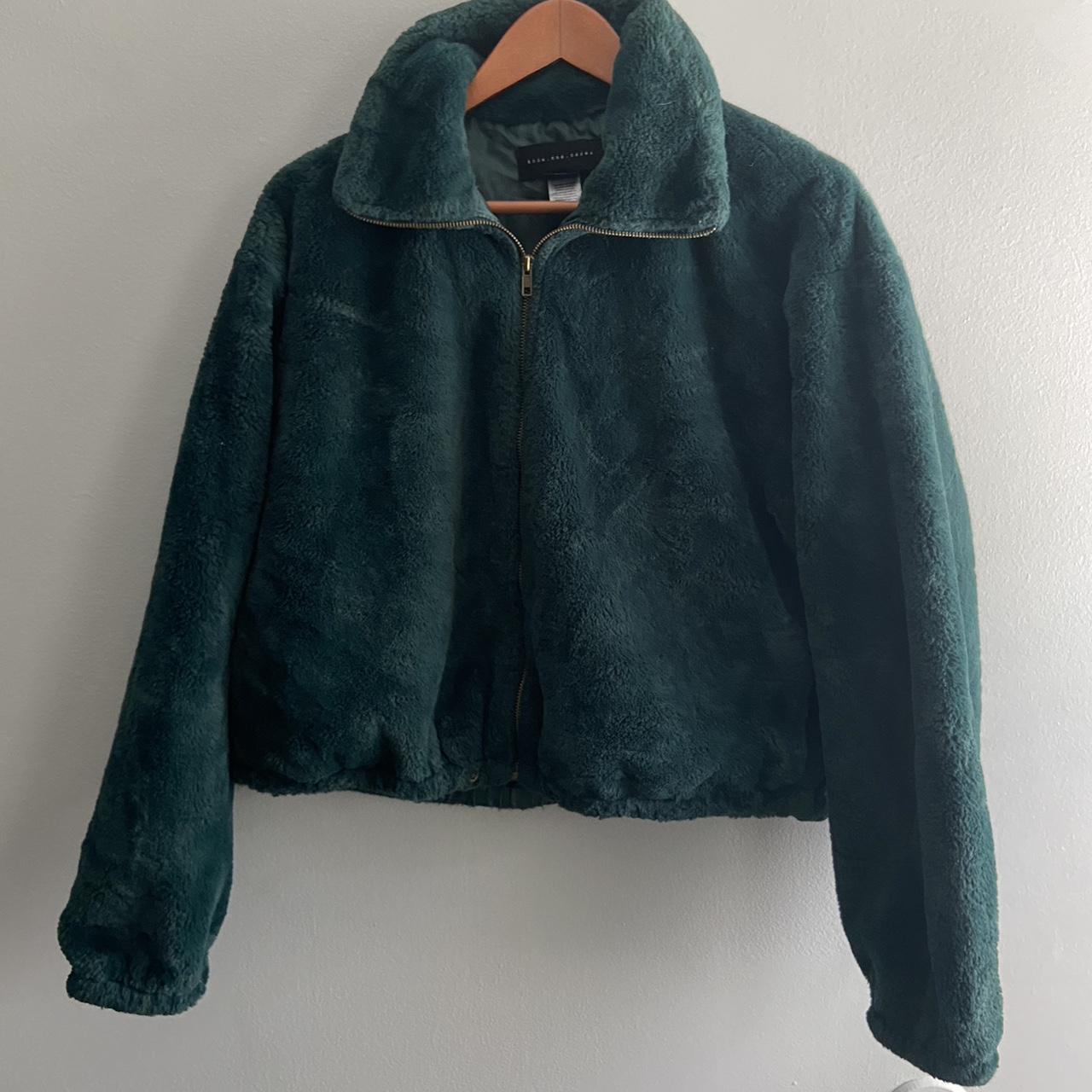 Know One Cares, Forest Green fluffy cropped jacket,... - Depop