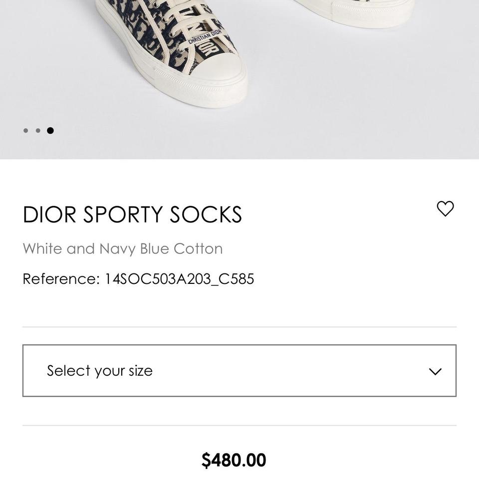 Dior Sporty Socks White and Navy Blue Cotton