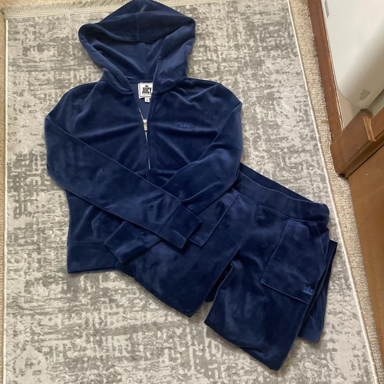 Navy blue juicy by juicy couture tracksuit set with... - Depop