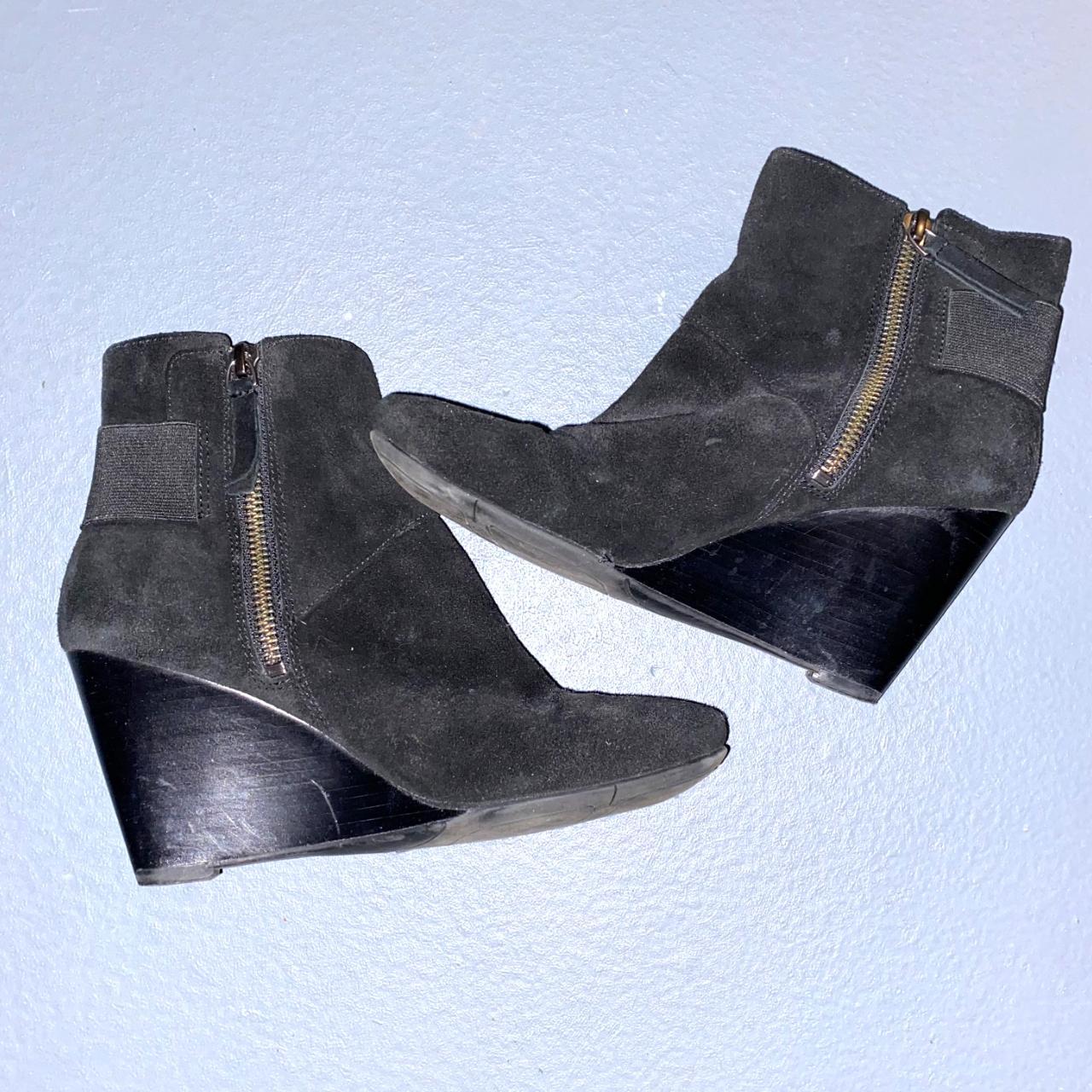 Nine West Wedge Leather Heeled Boots Size 5 M These. Depop