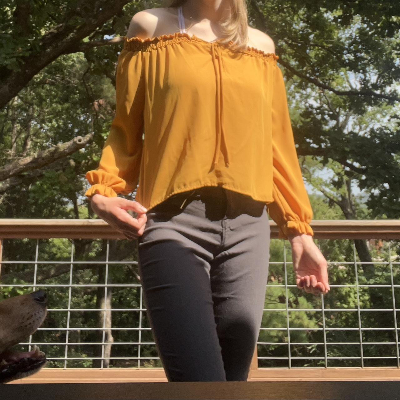 Yellow off the shoulder fashion shirt