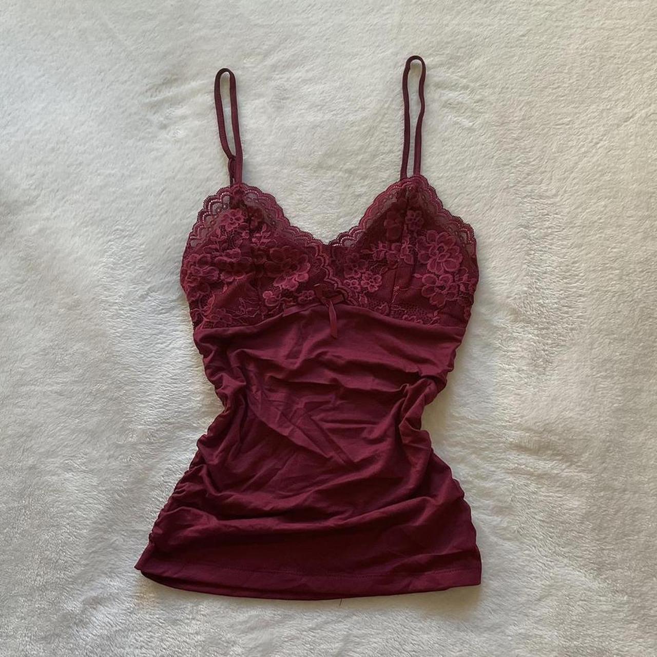 🐈‍⬛ dark coquette burgundy/plum lace ruch... - Depop