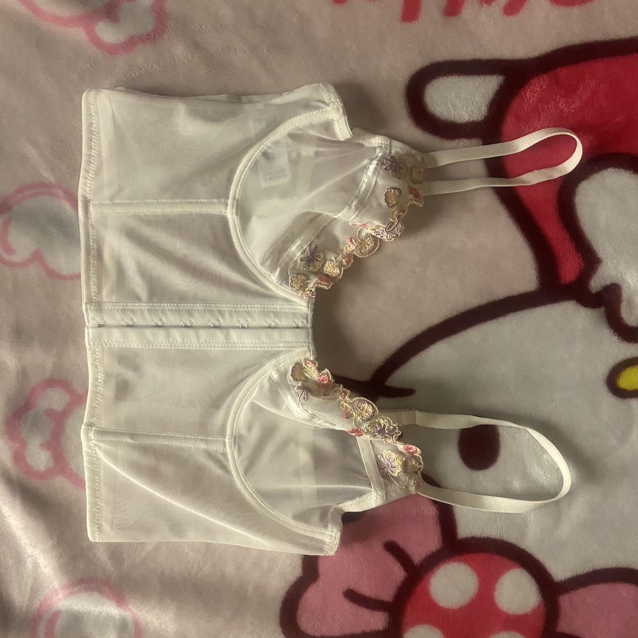 S White Floral Corset Cami Top.#coquette #y2k #indie... - Depop