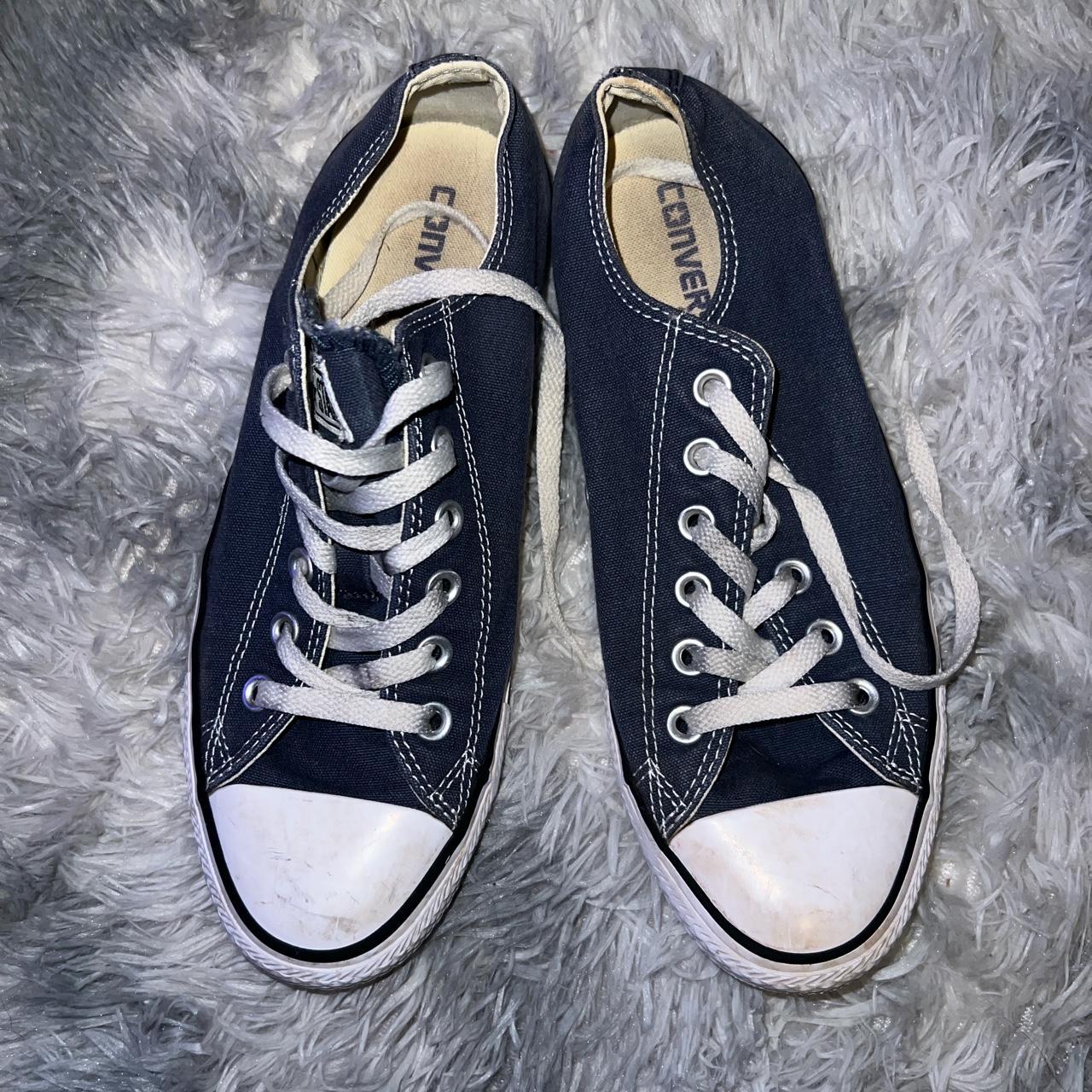 Navy blue low top converse #skater #converse... - Depop