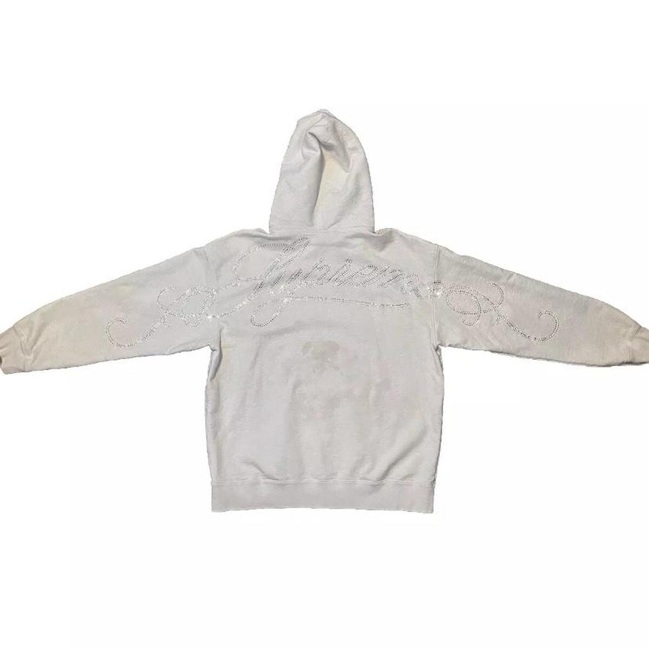 Supreme Rhinestone Script Hooded Sweatshirt White...