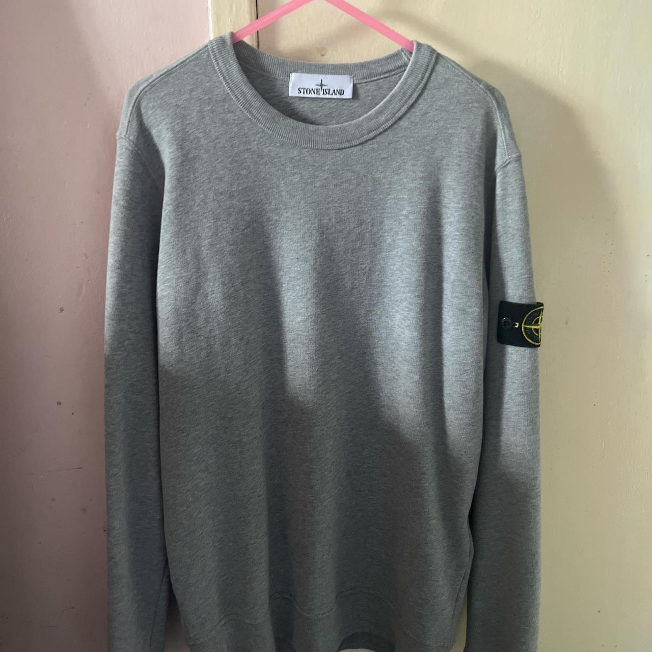 Men’s grey stone island jumper new to brand new only... - Depop