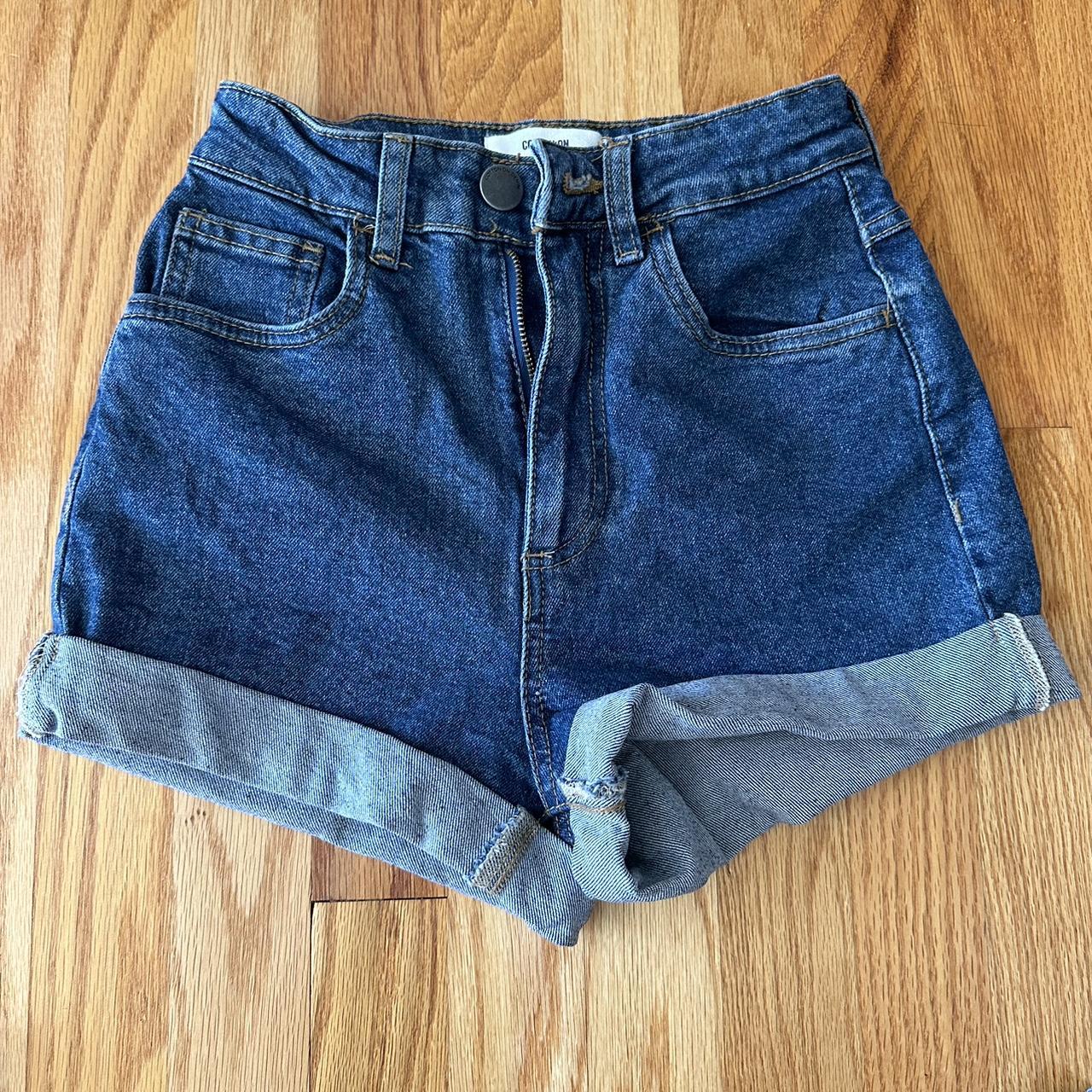 cotton on size 2 high waisted jean shorts, dark... Depop