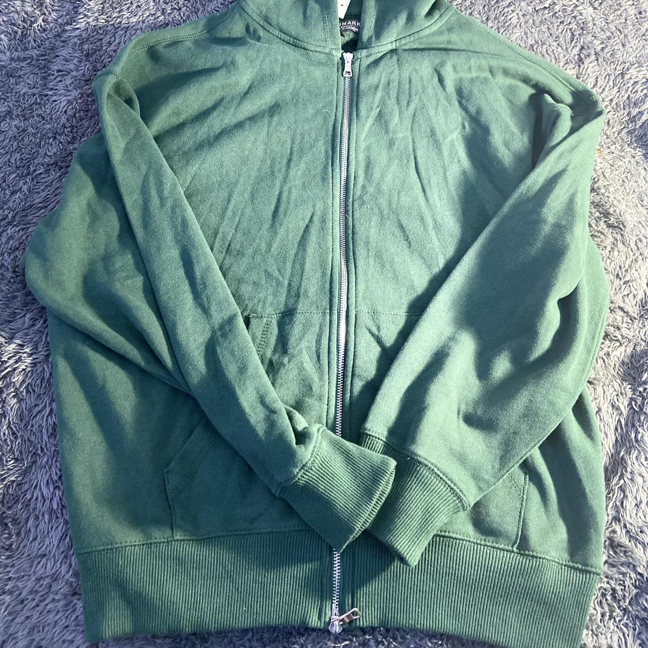 Small green zip up hoodie from primark, unworn, open... - Depop