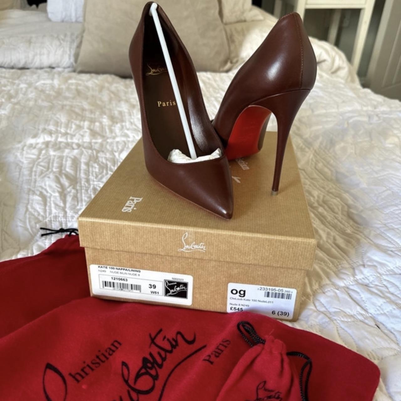 Chocolate brown brand new unworn Louboutin heels size 6 - Depop