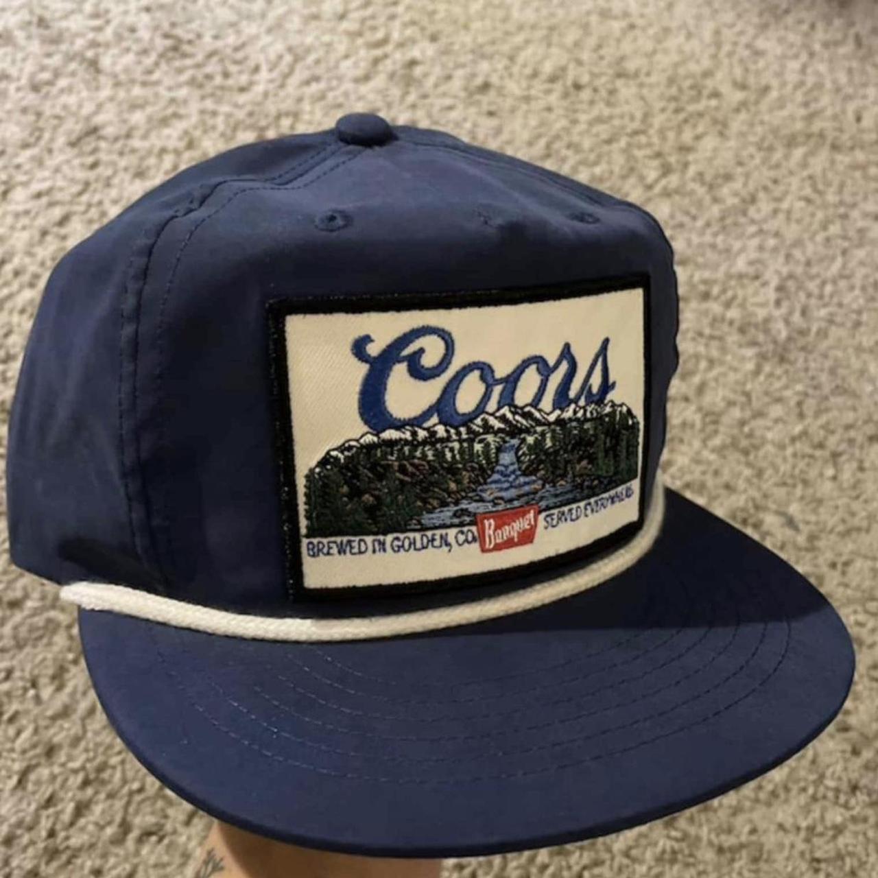 Original Landscape Patch on Navy Blue Rope Hat with... - Depop