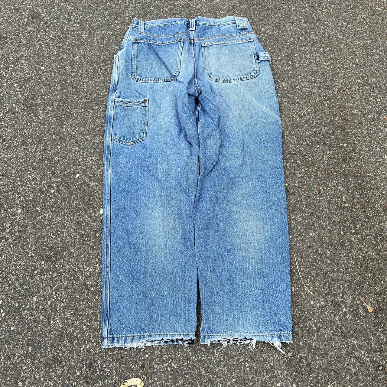 Vintage faded insulated jeans great baggy Size:... - Depop