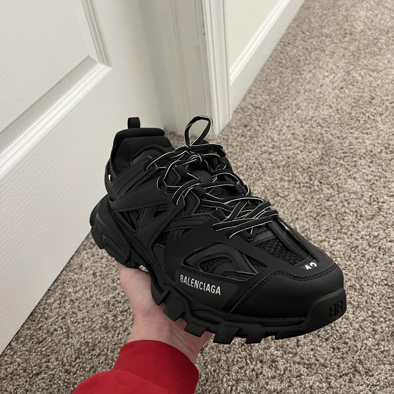 balenciaga tracks 3.0 triple black warn once, extra... - Depop