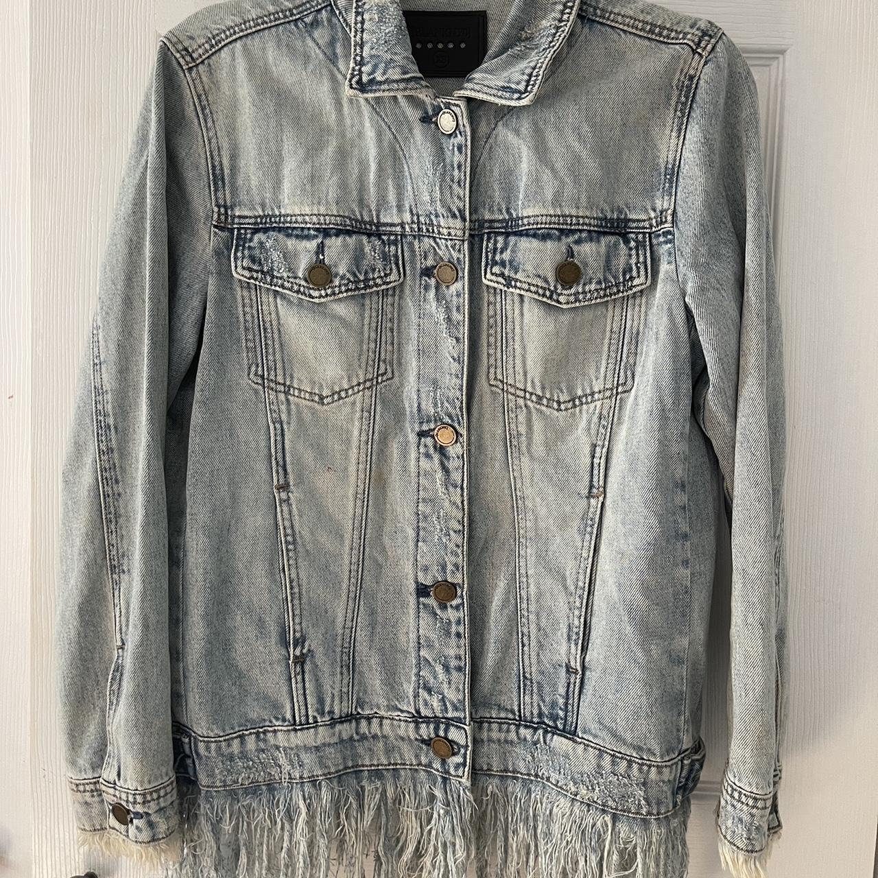 Blank NYC denim jacket with fringe on the bottom. Size - Depop