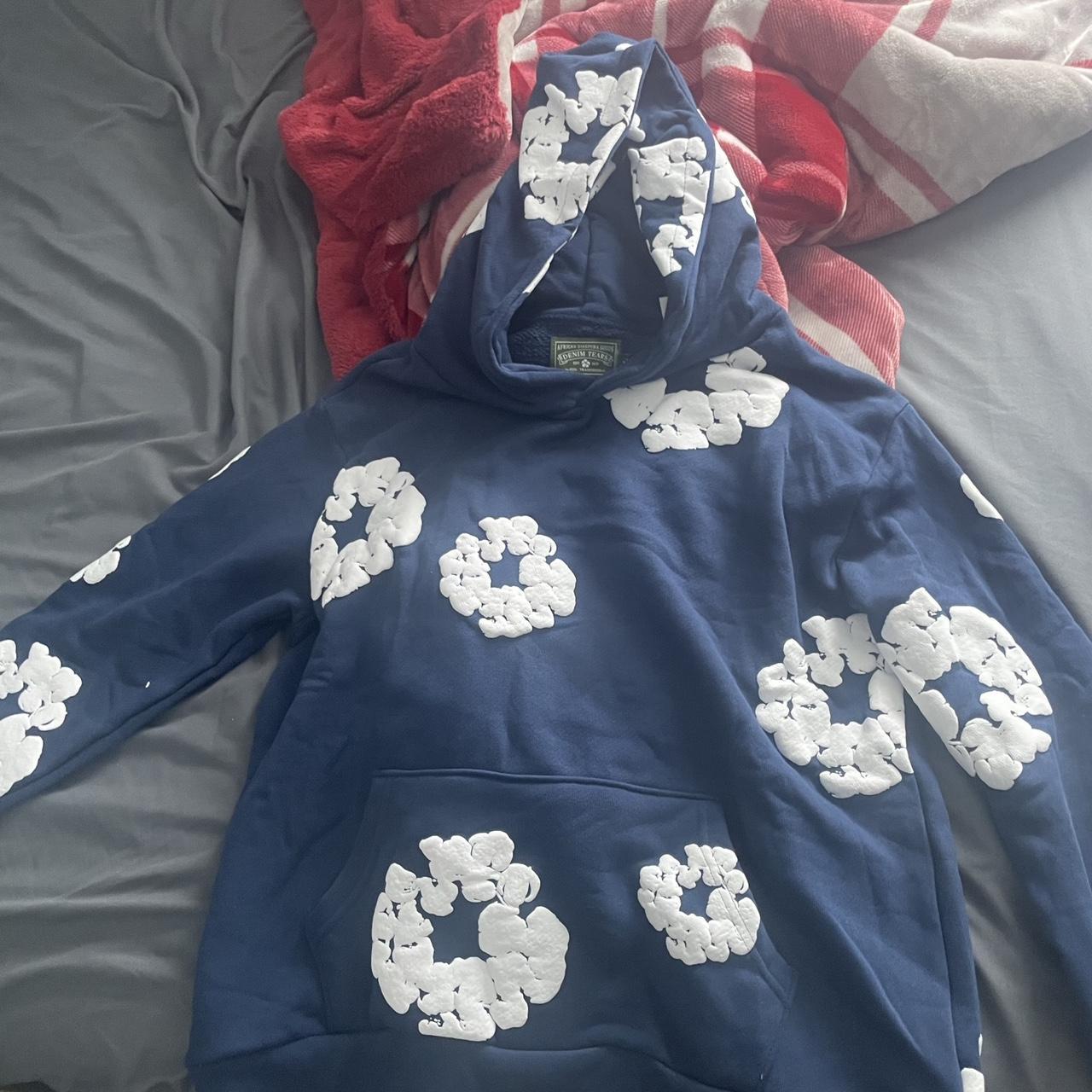 Denim Tears Cotton Wreath Sweatshirt Hoodie Navy | Depop