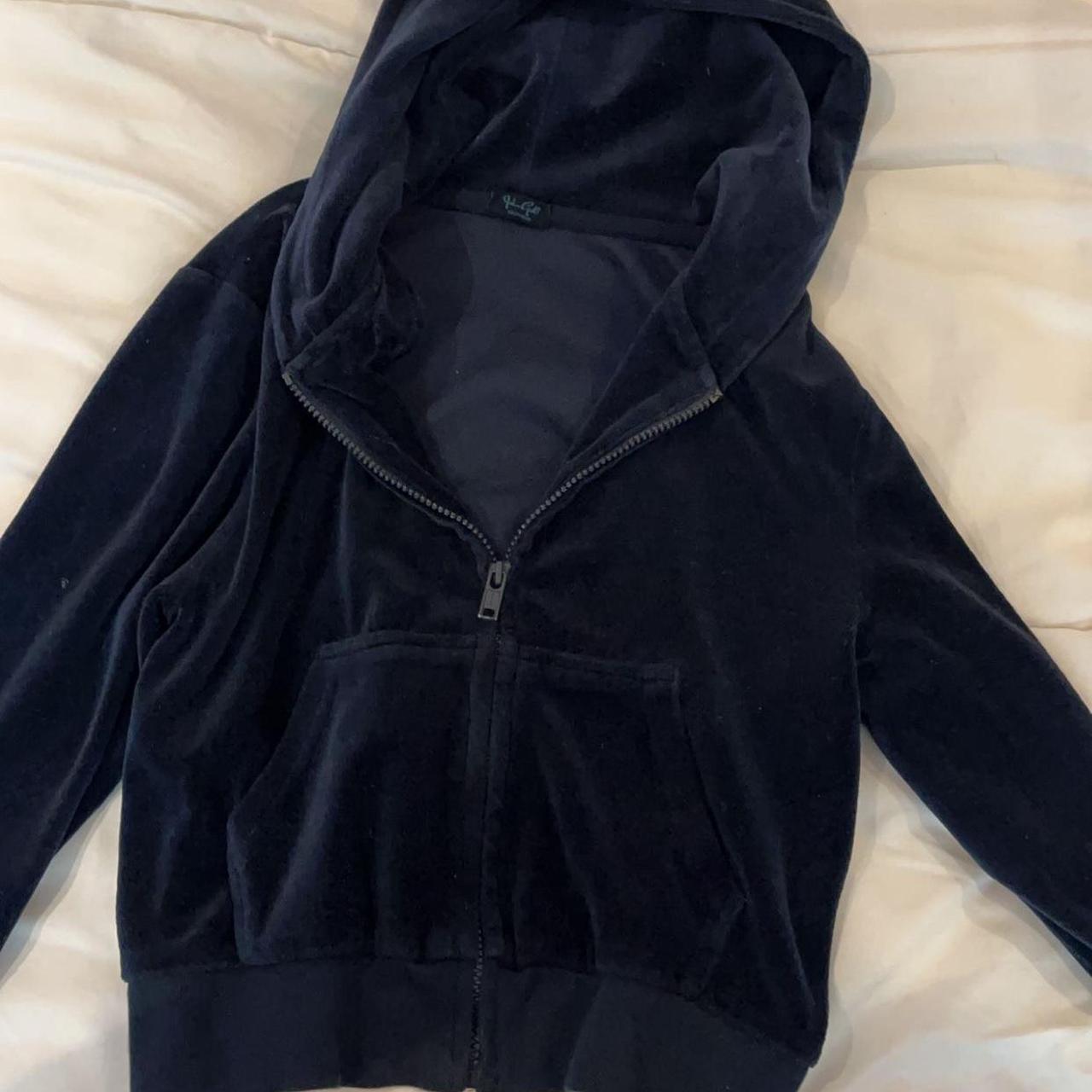 Dark navy blue velvet zip up jacket, brandy... Depop