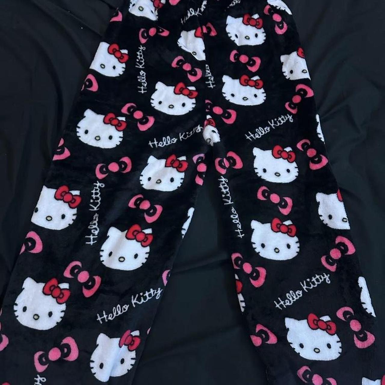 Hello Kitty Pajama Pants Black And Pink Brand New Depop 7554