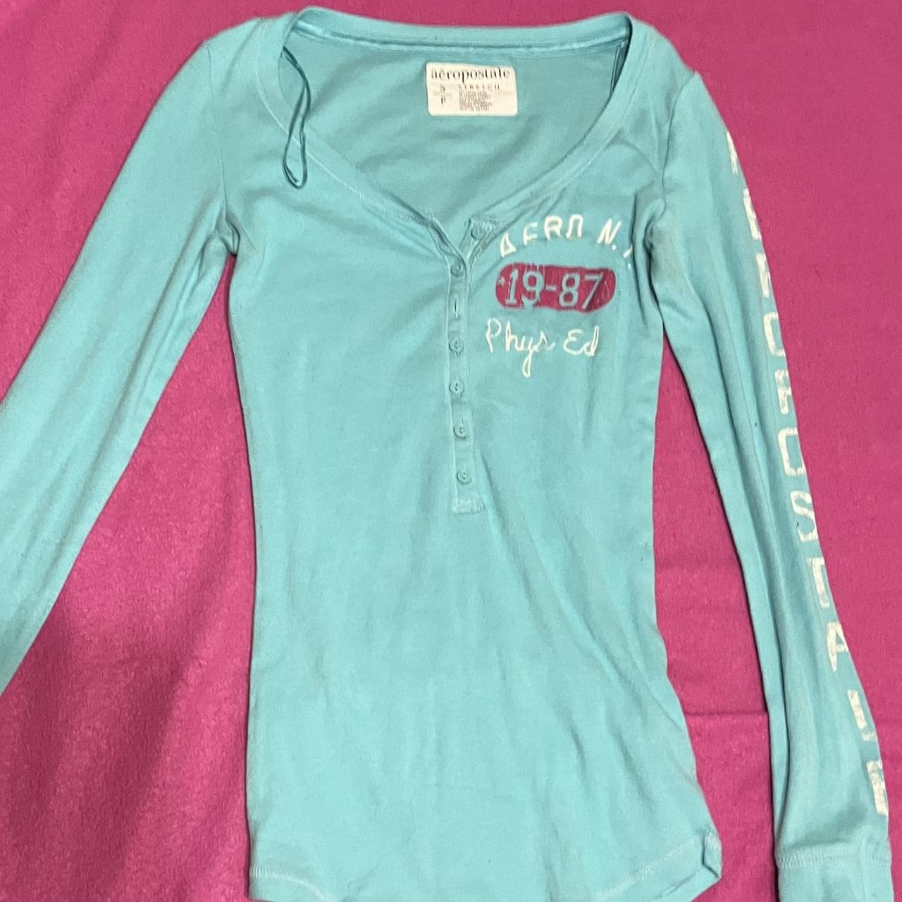 Baby blue Aeropostale long sleeve Size small 3... - Depop