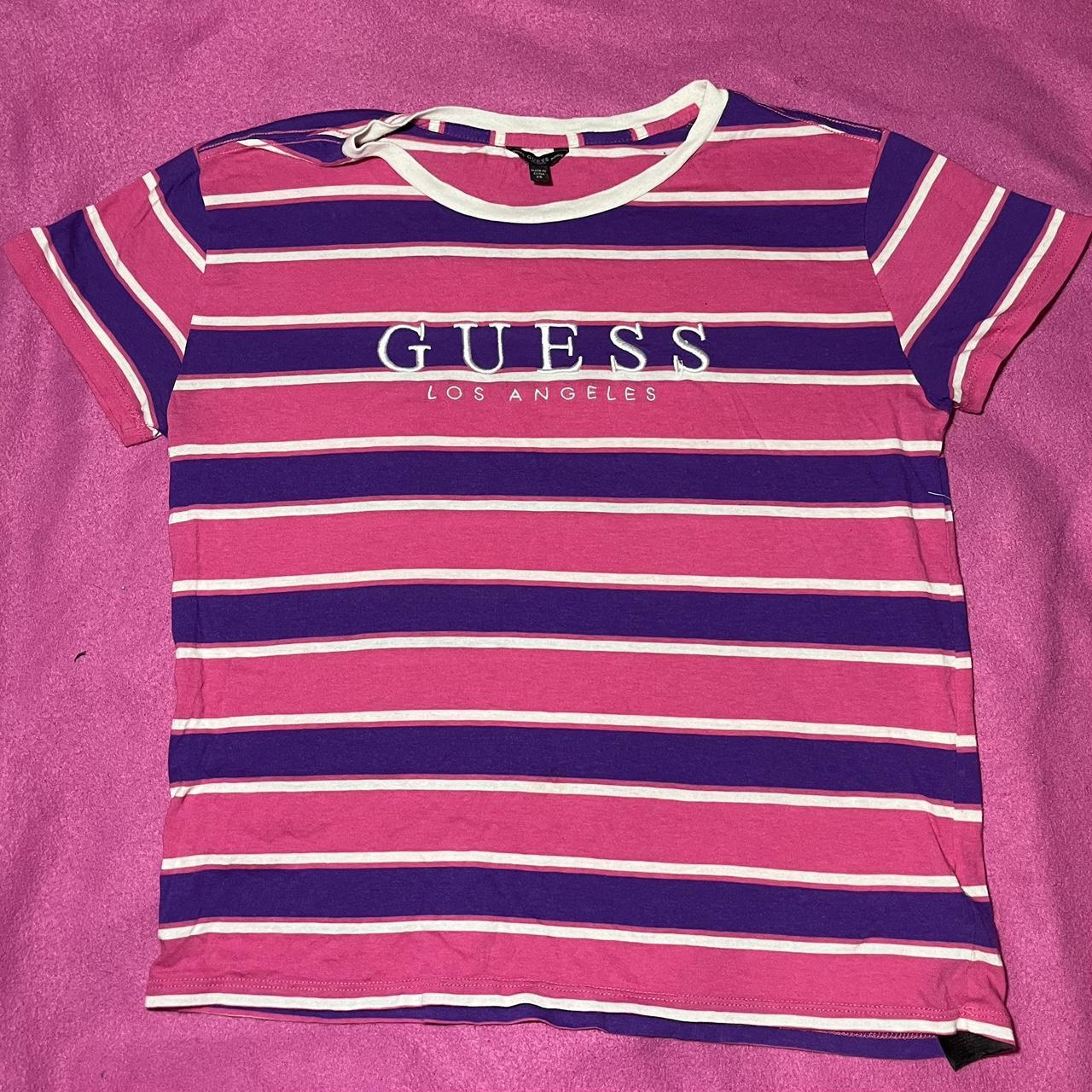 Hot pink and purple guess shirt Size xs can fit a... - Depop