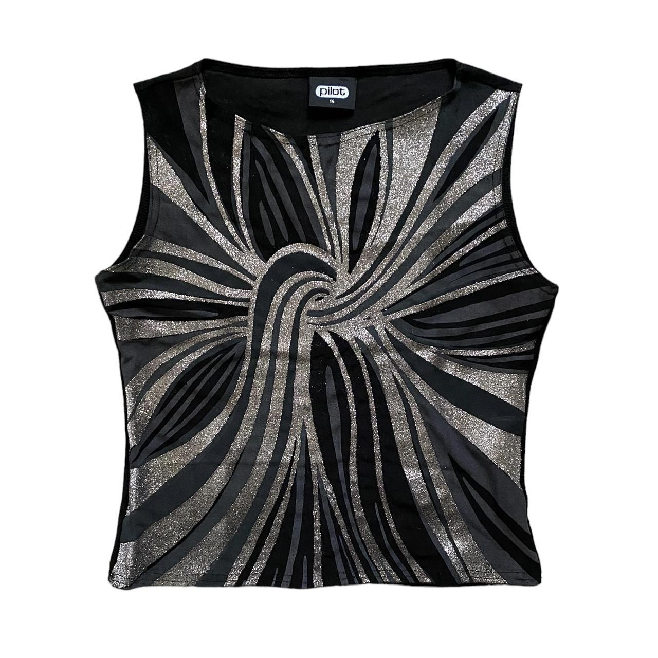 Women's Black and Silver Vest Depop