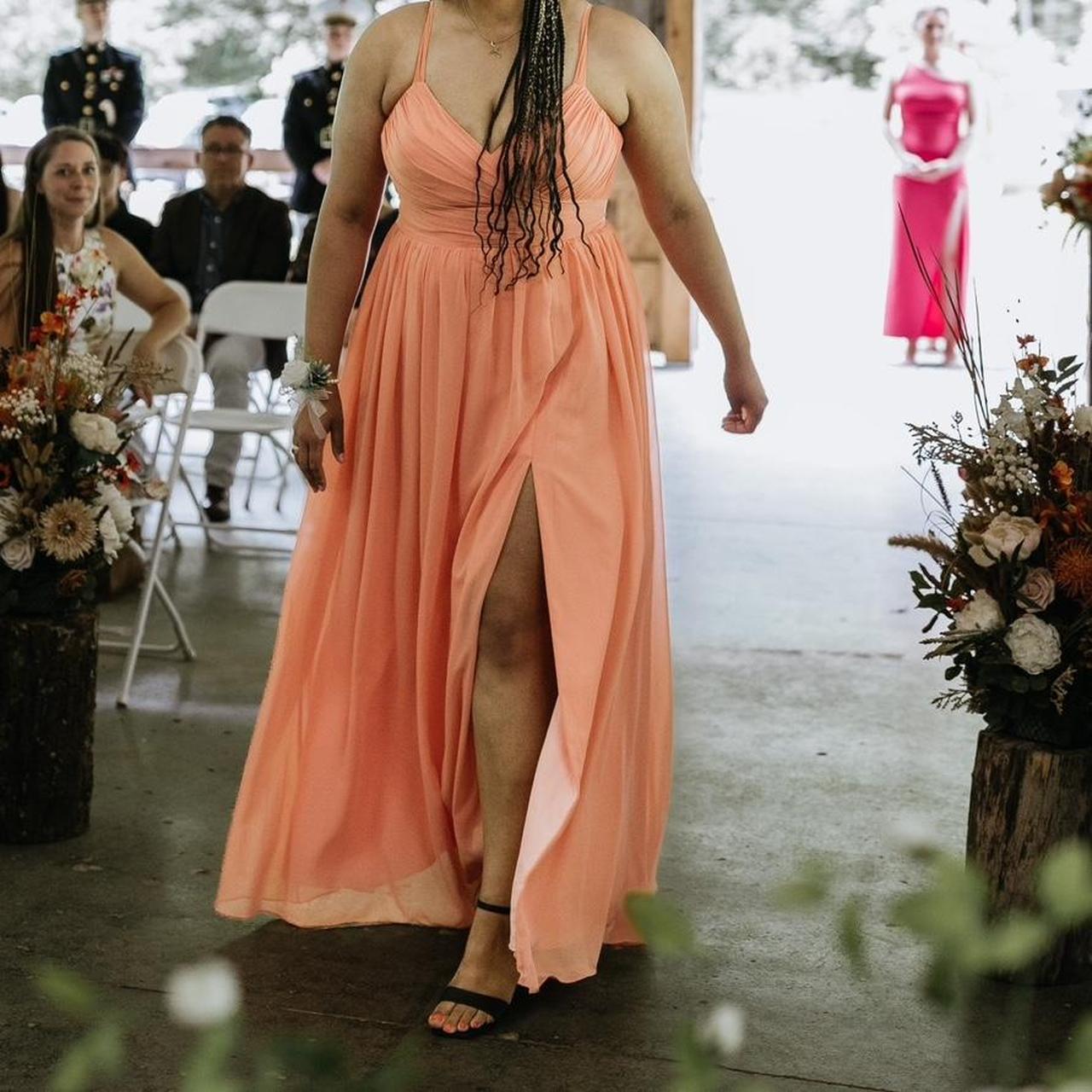 Azazie Bridesmaids Dress! Color is a peachy Depop