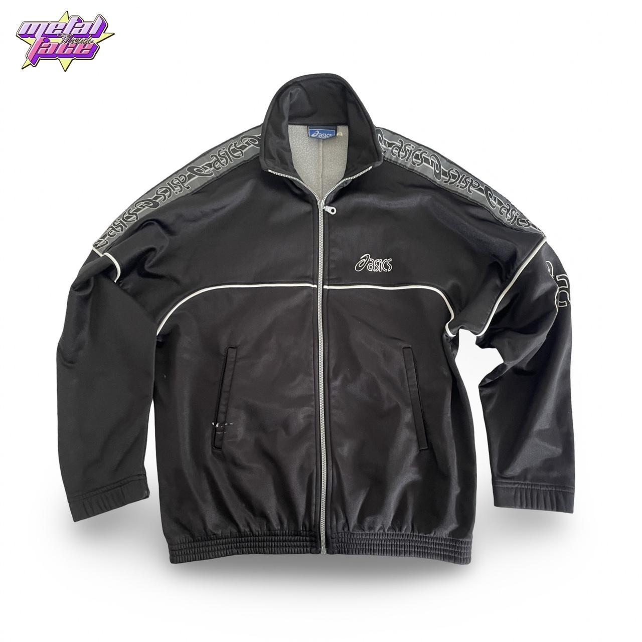 Mens Vintage Asics Jacket Arm Striped Logo Jacket Blue And White 90s Y2K  Jacket