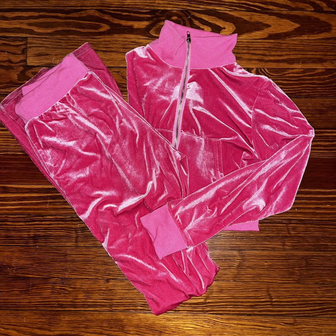 hot pink velvet amazon jumpsuit size medium •... Depop