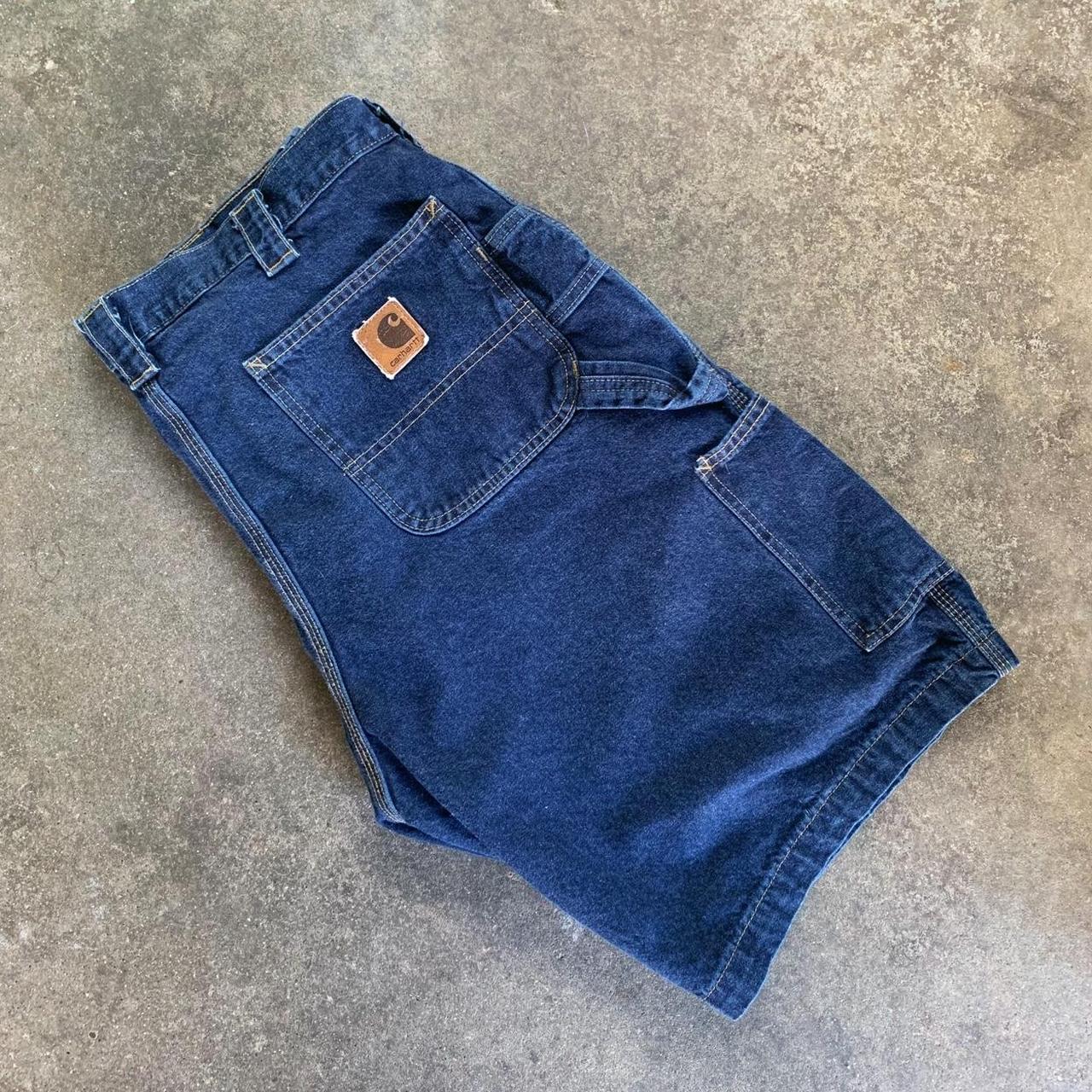 2000s 38” dark wash Carhartt jorts Great condition... - Depop