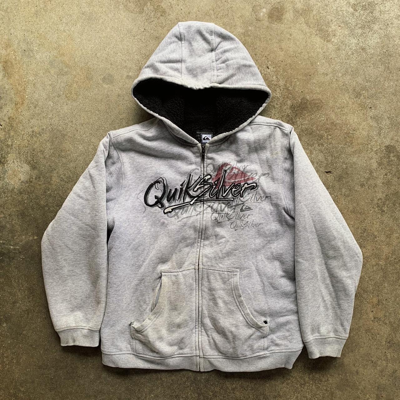 Size L Quiksilver jacket Some stains Fleece... - Depop