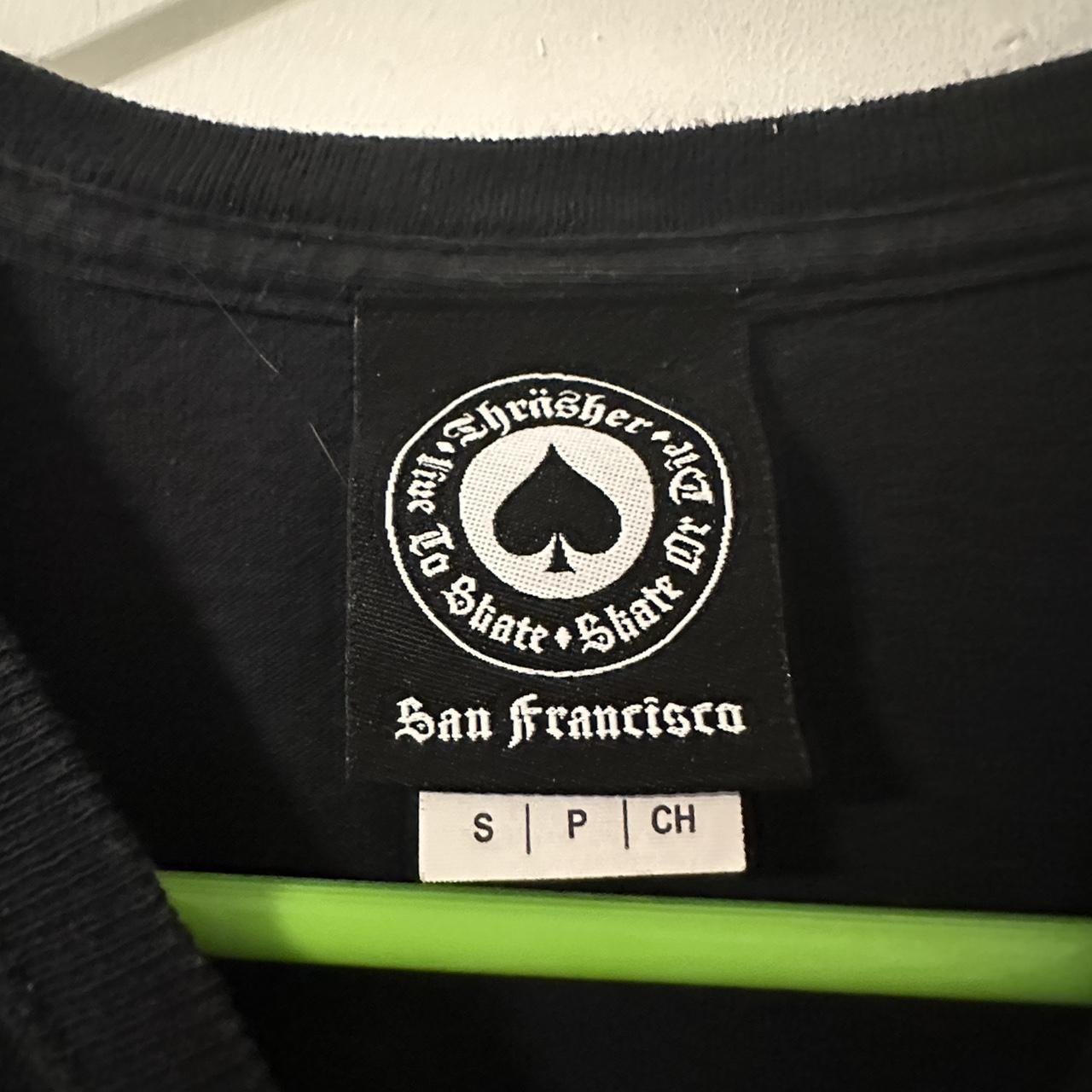 P*様 2000s FAKE LONDON Tech shits archive 2000s Thrasher black and white spider web long | Depop