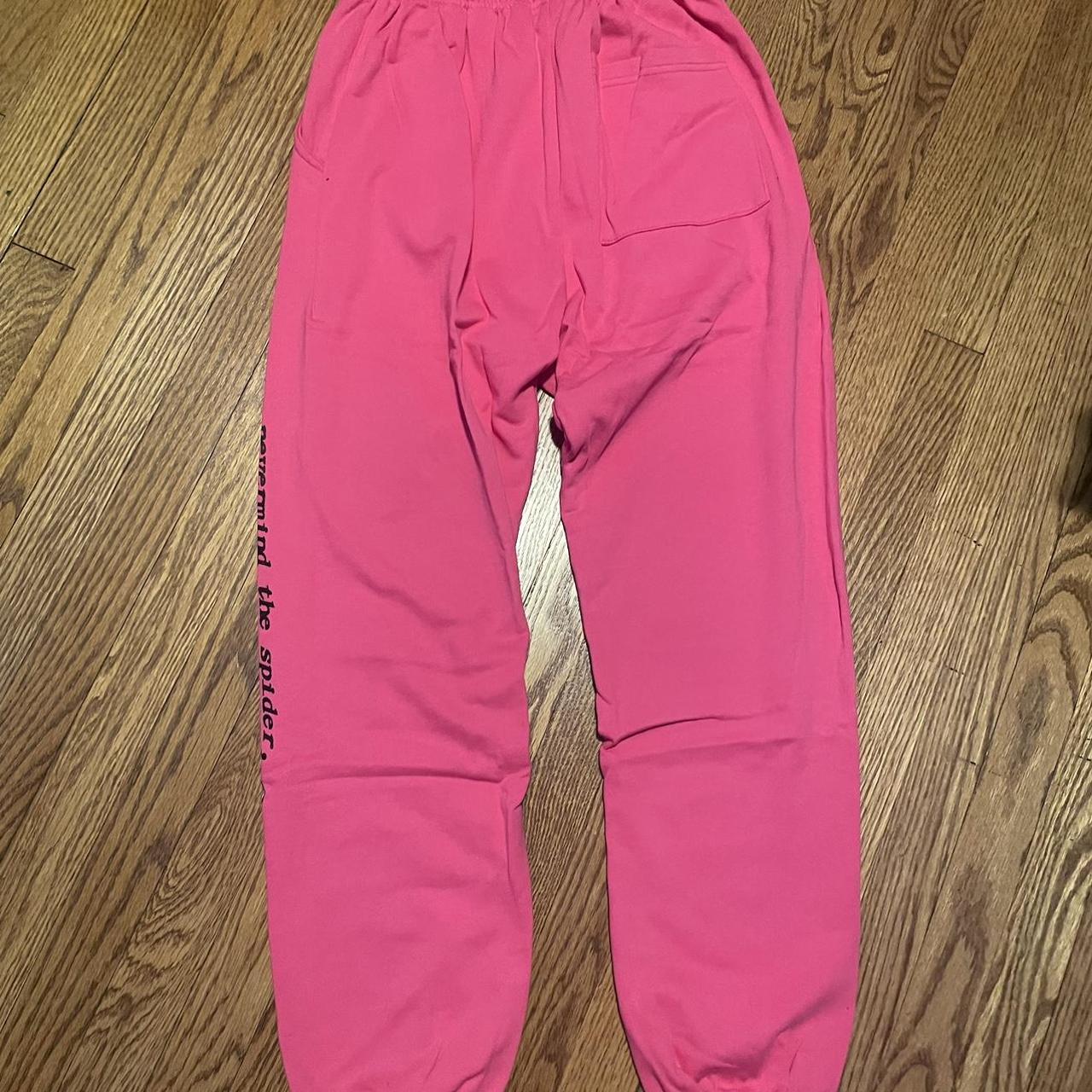 Sp5der “pink” pink sweatpants sz M - Depop