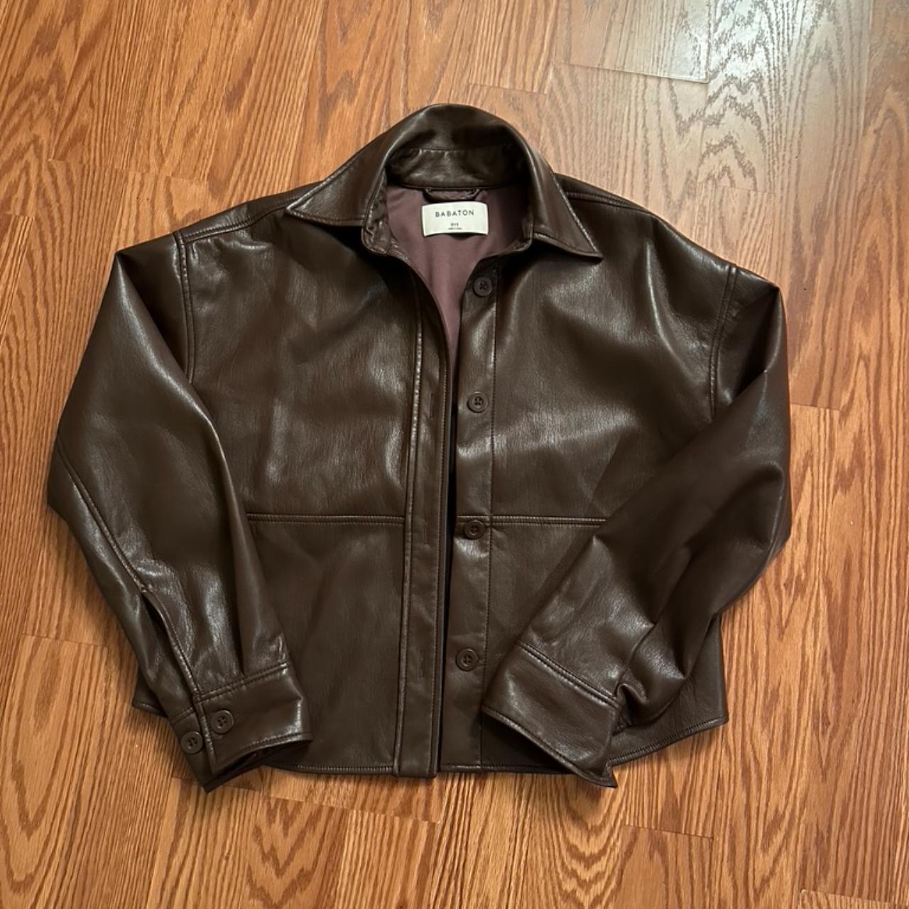 Aritzia Babaton Brown Leather Jacket. Super cute I... - Depop