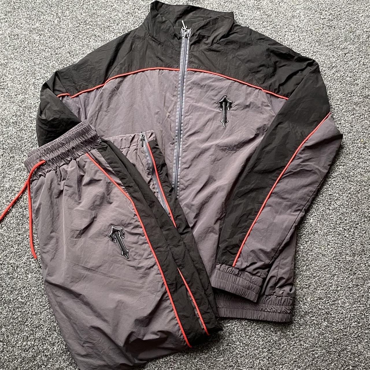 TRAPSTAR IRONGATE T SHELLSUIT BLACK GREY RED Depop
